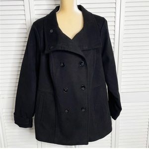 Torrid Black Double Breasted Pea Coat